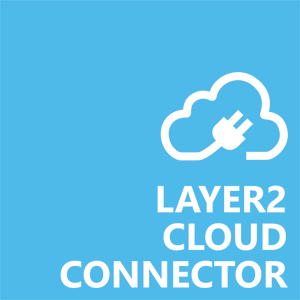 Layer2 Cloud Connector Logo: blue suare with white cloud and Cloud Connector lettering.