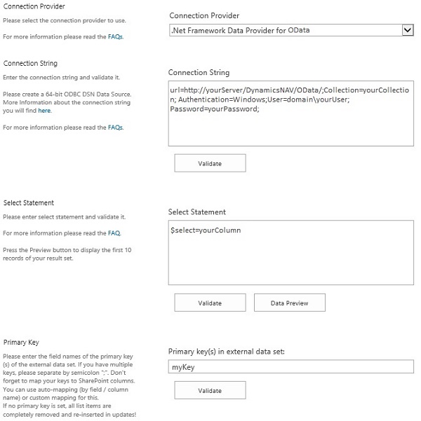 Sample of configuration for SharePoint and Dynmacics NAV
