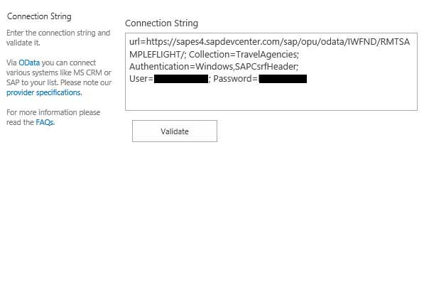 SharePoint Data Integration Enter Connection String Layer2