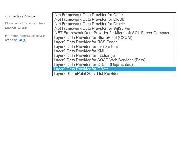 SharePoint Data Integration Select Data Provider Layer2