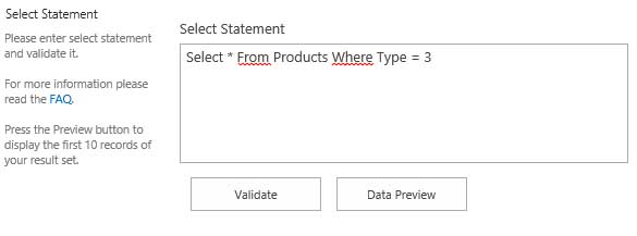 SharePoint Data Integration Select Data Set Layer2