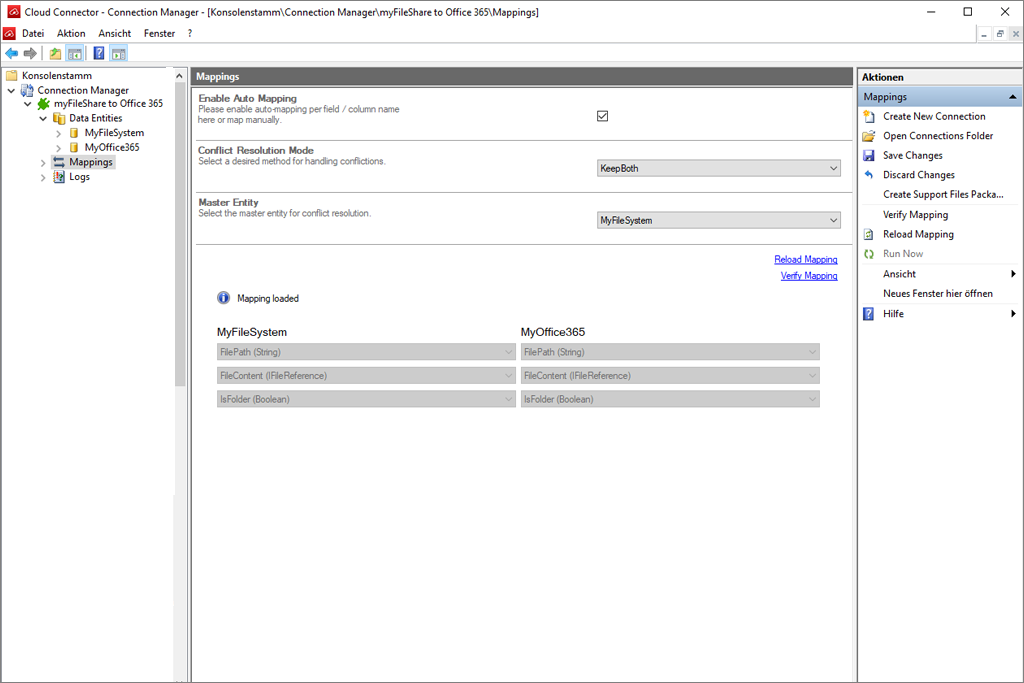 Screenshot of mapping sample in Layer2 Layer2 Cloud Connector Mappings.