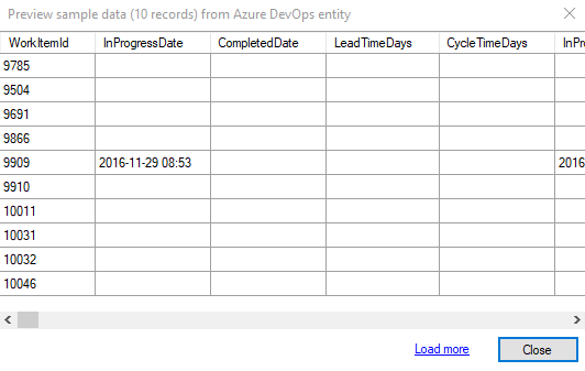Data preview: Azure DevOps