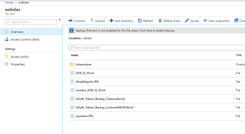 Data of Azure File Storage ready for integration with SharePoint