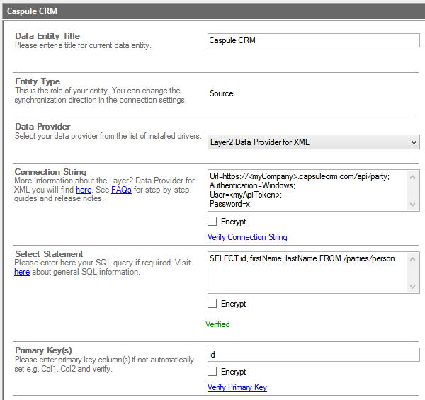 Capsule CRM Example for Integration