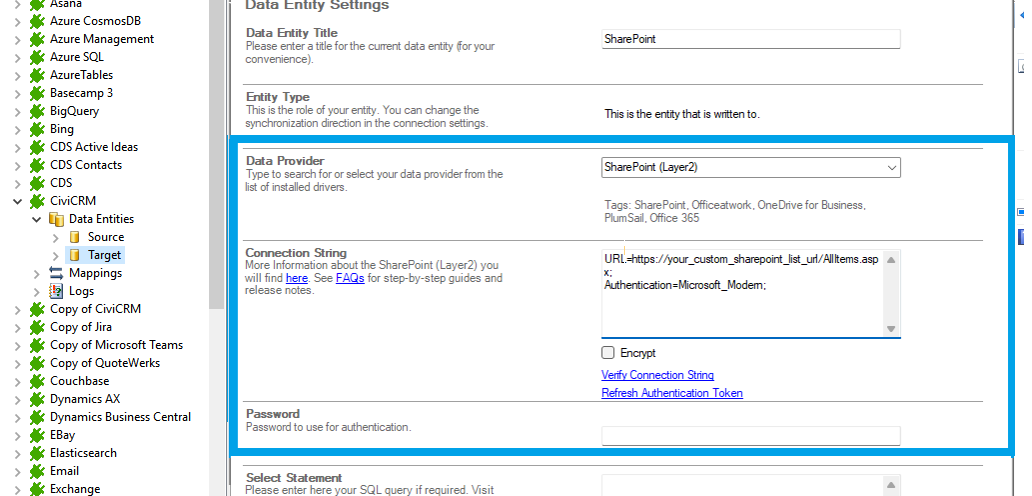 Step 3 CiviCRM integration target setup