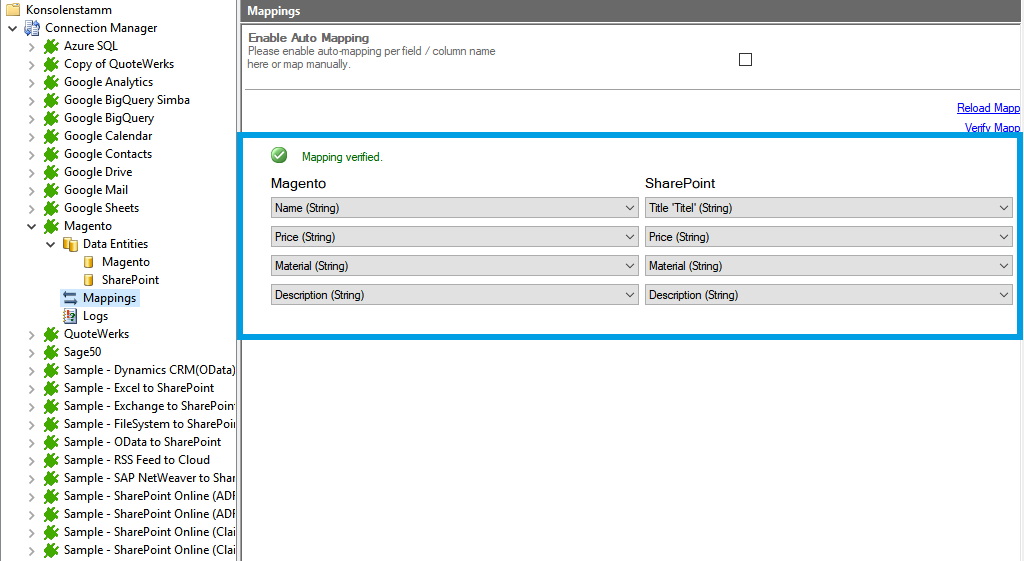 Step 4 Magento integration mapping