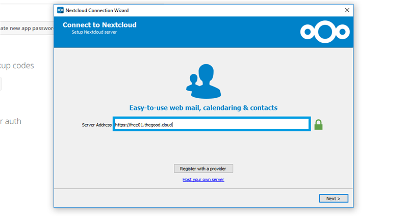 Screenshot of a Nextcloud client
