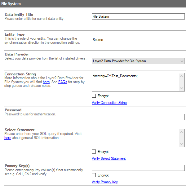 Screenshot of how to configure Data Entity