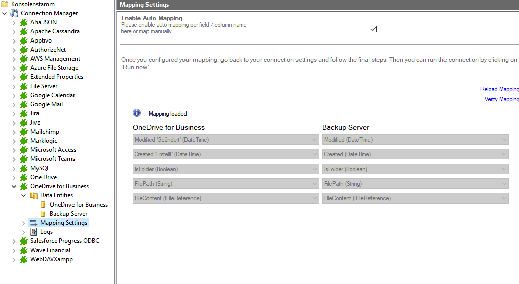 OneDrive integration target setup