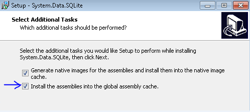 SQLite Setup Screenshot