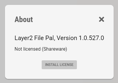 Layer2 File Pal - Install License About File Pal